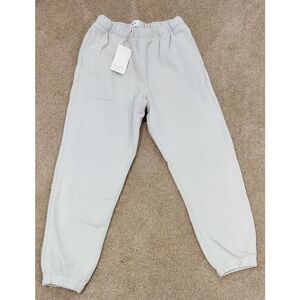 NWT MATE The Label Organic Fleece Embroidered Relaxed Pocket Sweatpant in Tofu M